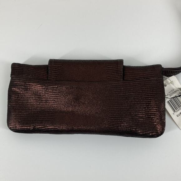 Adrienne Vittandini Bronze Metallic Fabric Evening Bag Clutch New - Picture 10 of 16